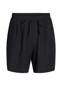 Løse shorts i lin og viskose, Svart Løse shorts i lin og viskose