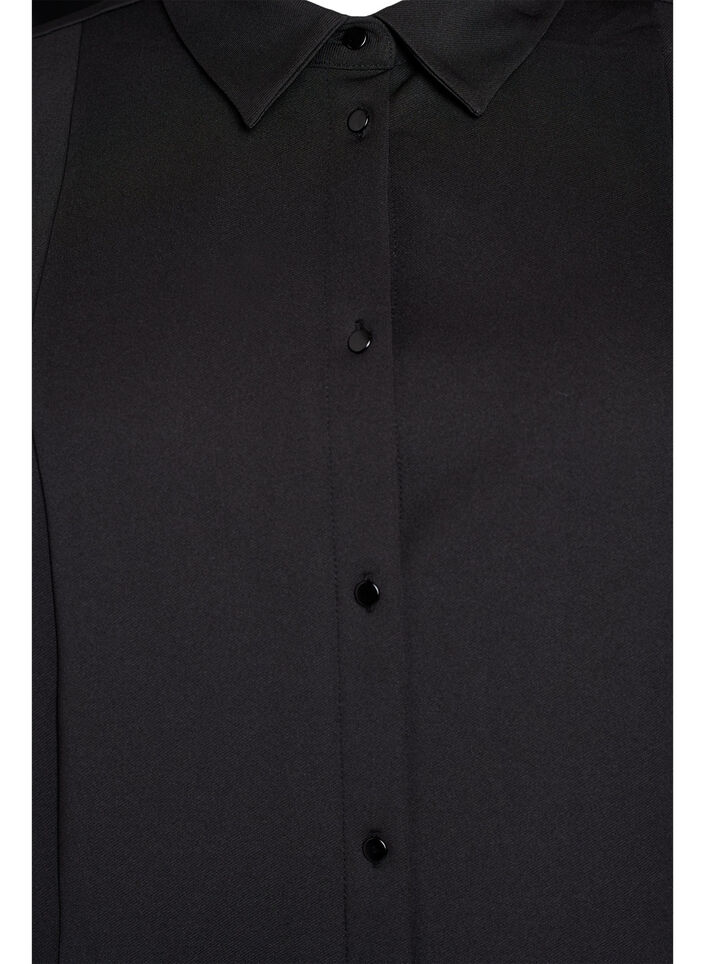 Kort skjortekjole med 3/4 ermer, Svart, Packshot image number 2