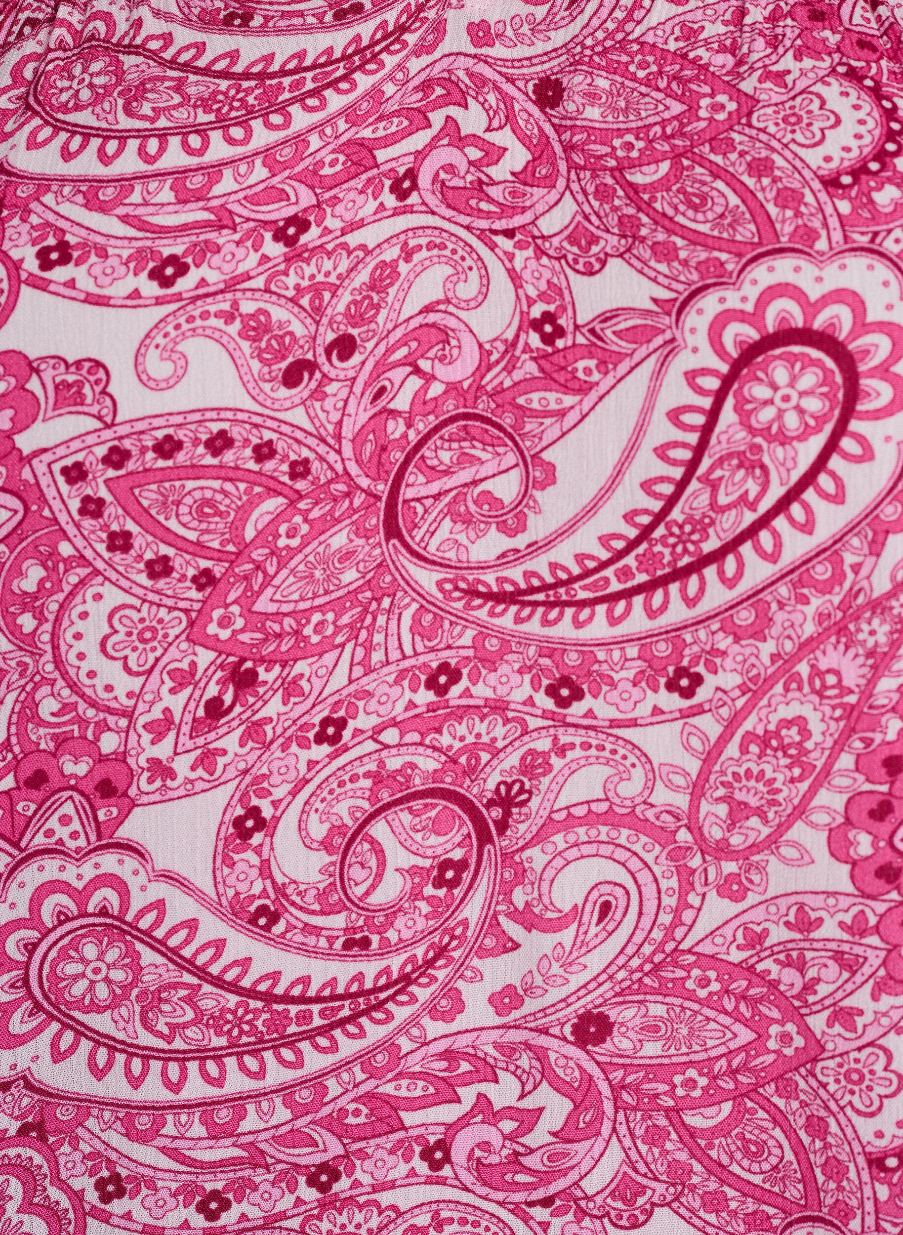 Zizzi M&oslash;nstret viskosebluse med volangdetaljer, Rosa, Packshot image number 2