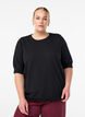 Finstrikket bluse med korte ermer, Svart, Model image number 0