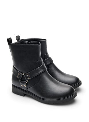 Zizzi Wide fit - Kort bikerstøvel, Black, Packshot image number 1