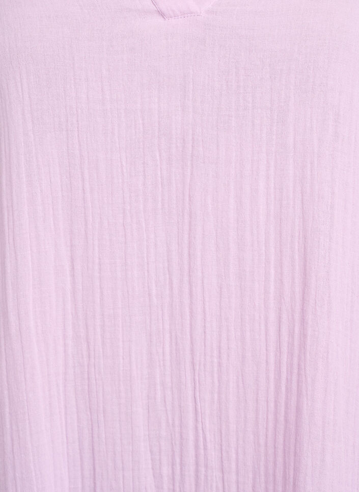 Kort A-linjekjole i bomullsmuslin, Lilla, Packshot image number 2