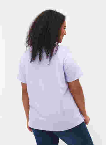 T-skjorte i bomull med rund hals og trykk, Lavender FACE, Model image number 1
