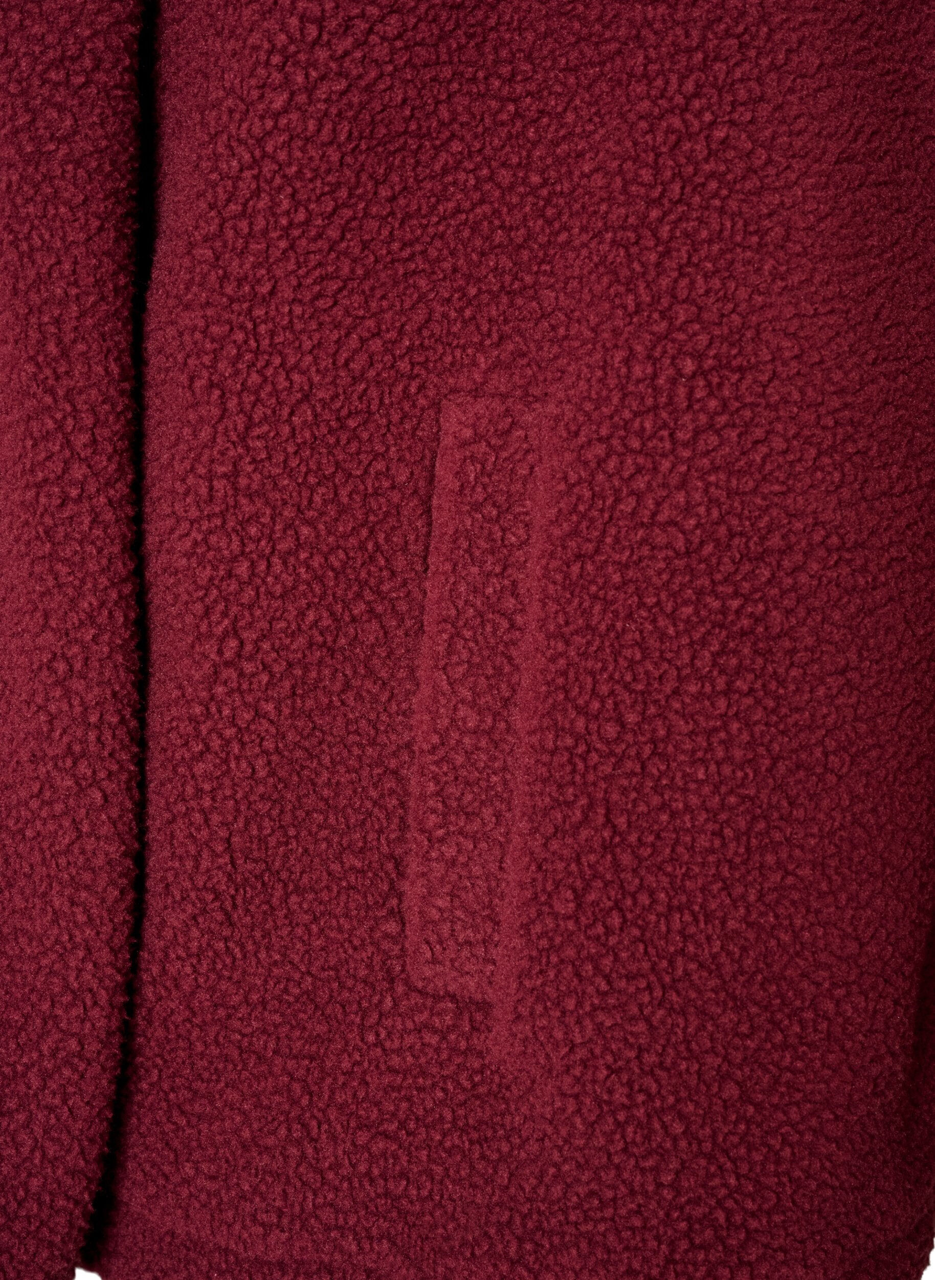 ZizziTeddyjakke med brodert kant i hullm&oslash;nster og h&oslash;y hals, R&oslash;d, Packshot image number 3