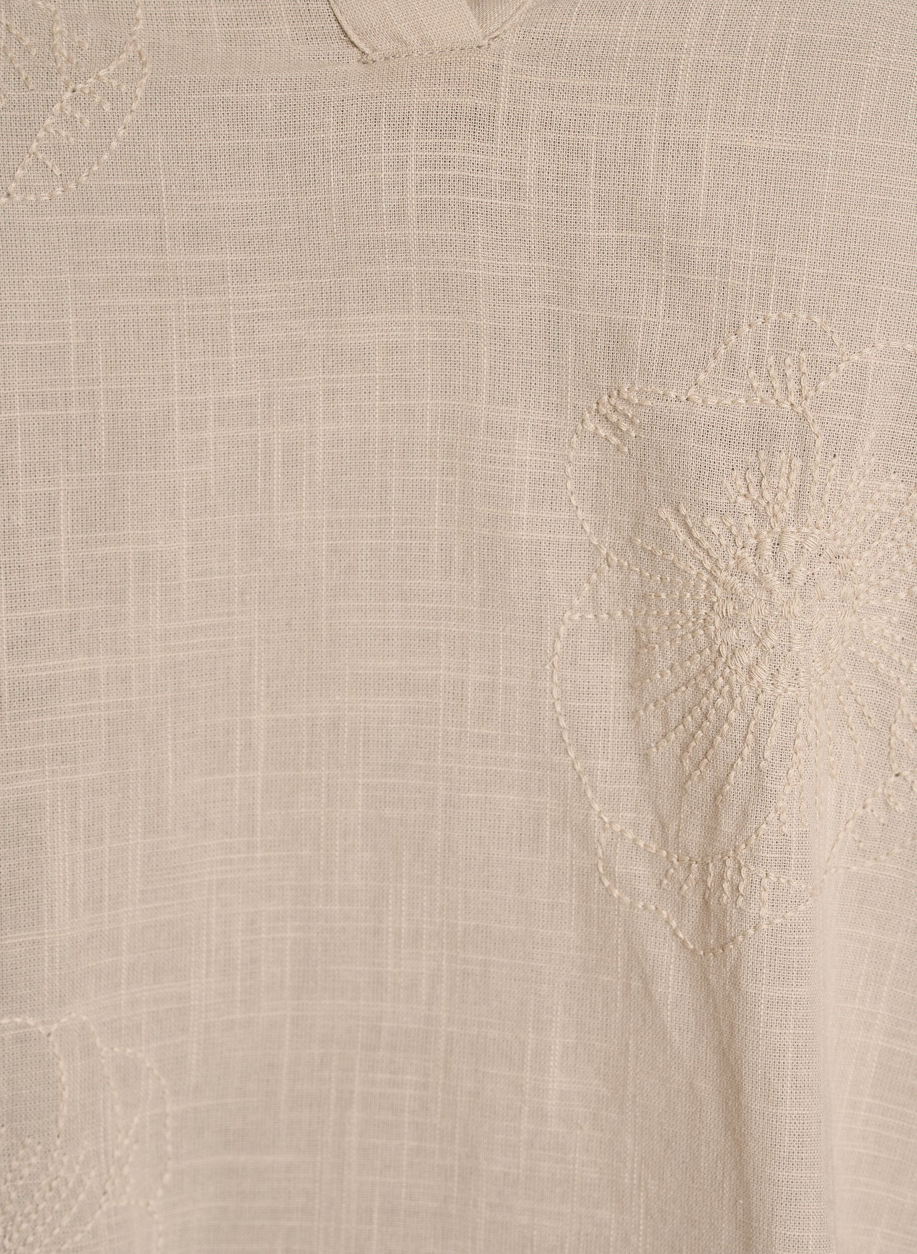Zizzi Bluse i bomull med broderte detaljer og 3/4 ermer, Beige, Packshot image number 2