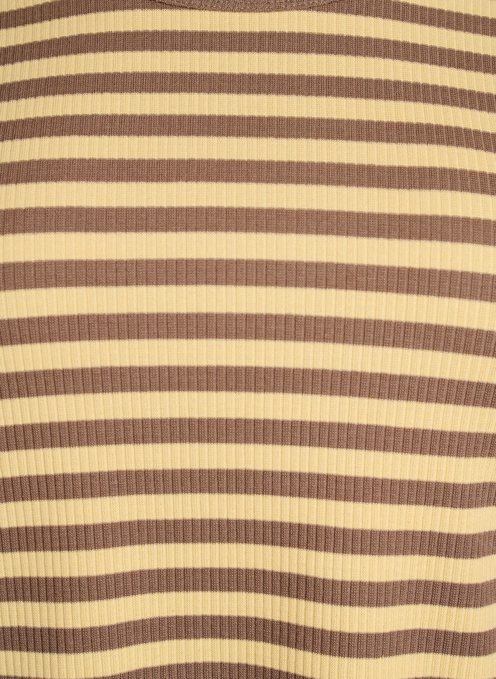 Stripete bluse med lange ermer, Brun, Packshot