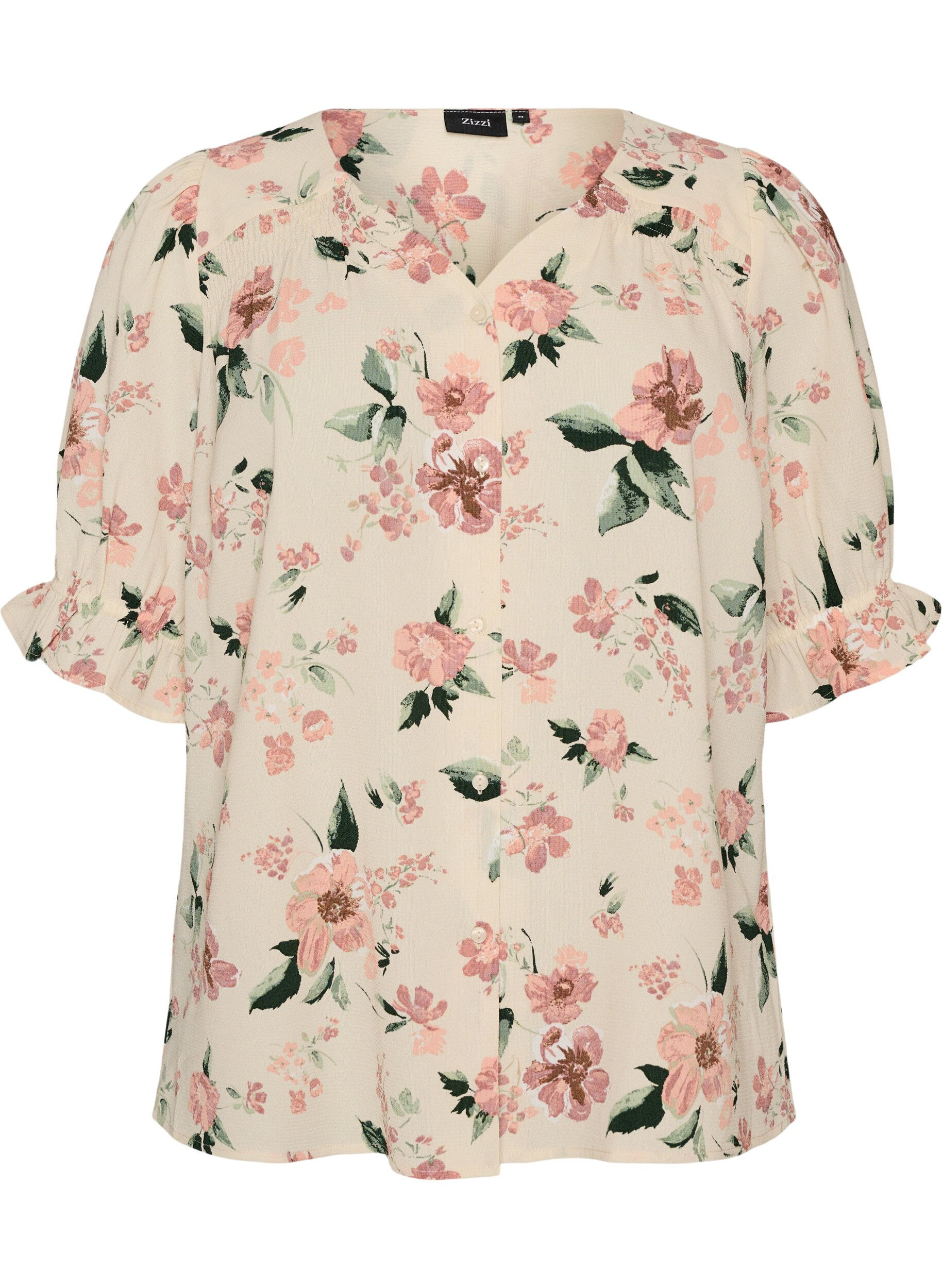 ZizziSkjortebluse med 1/2 ermer, Rosa, Packshot image number 0