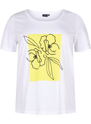 T-skjorte i bomull med motiv, B. White w. Sulphur, Packshot image number 0