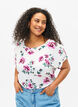 Blomstret bluse i viskose med korte ermer, White Pink AOP, Model image number 0