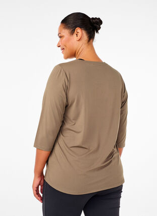 Zizzi Treningsbluse med 3/4-ermer, Beige, Model image number 2
