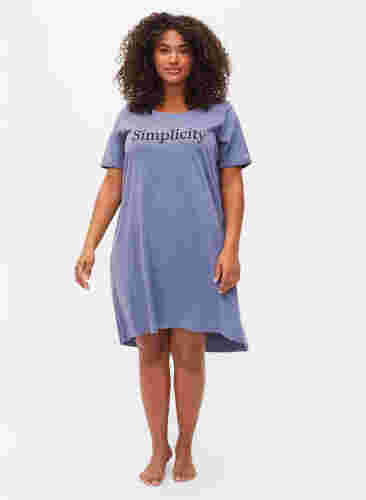 Kortermet nattkjole i bomull med trykk, Grey W. Simplicity, Model image number 2