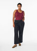 Ensfarget basic topp i bomull, M&oslash;rk Bordeaux, Model image number 1