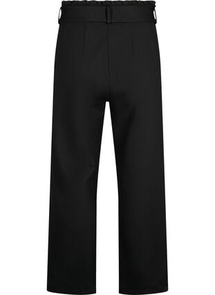 Bukser med høy midje, volanger og knytebånd, Black, Packshot image number 1