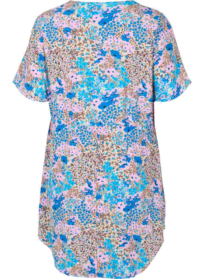 Mønstrete kjole med snøredetaljer, Blue Rose Flower, Packshot image number 1