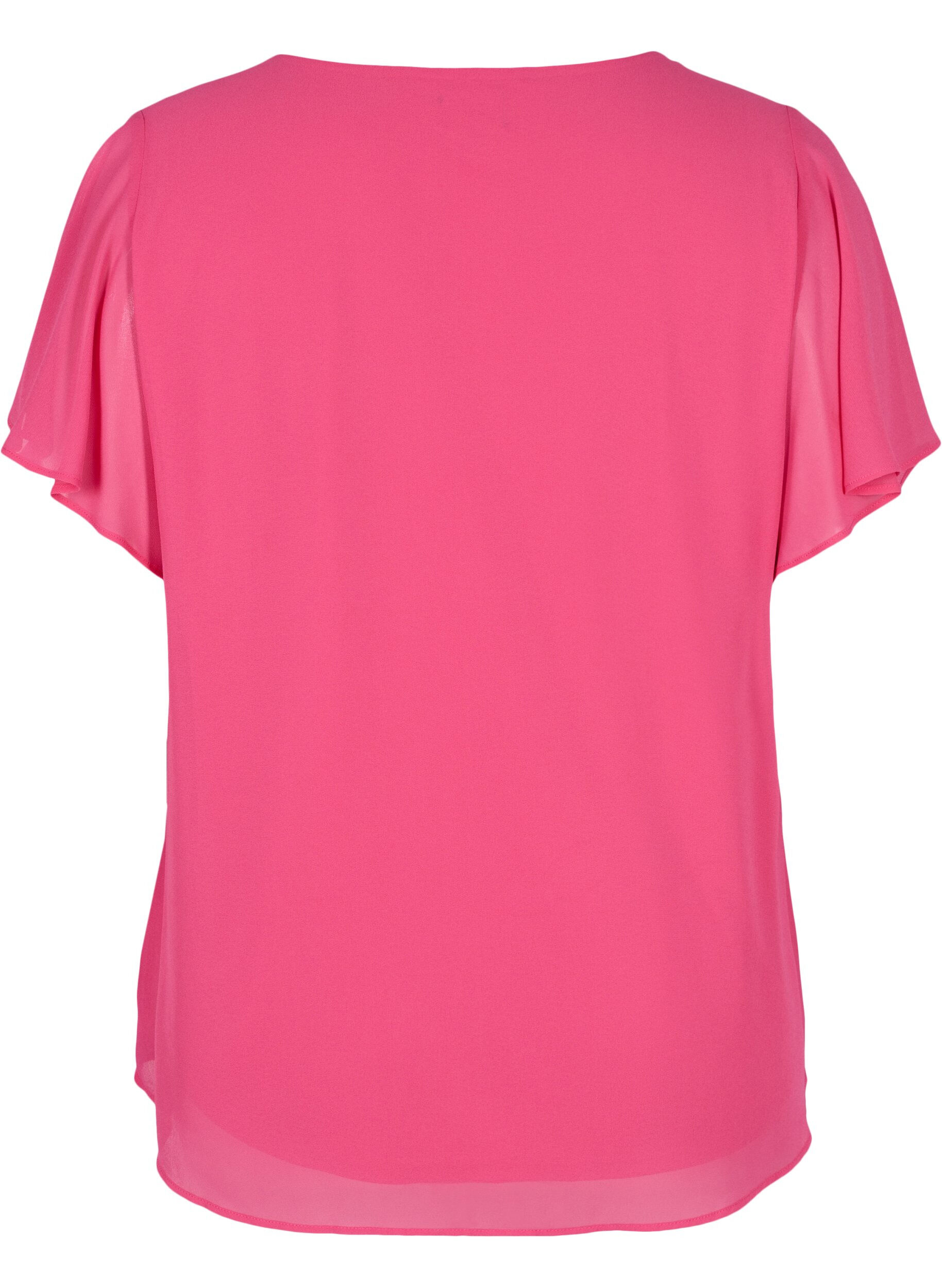Zizzi Bluse med korte ermer, Magenta, Packshot image number 1