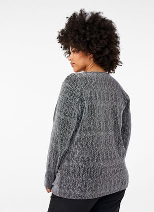 Zizzi Omslagslook glitter festtopp, Svart, Model image number 2