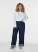Wide fit jeans med brede oppbrett og kontrasts&oslash;m, Bl&aring;, Model image number 0