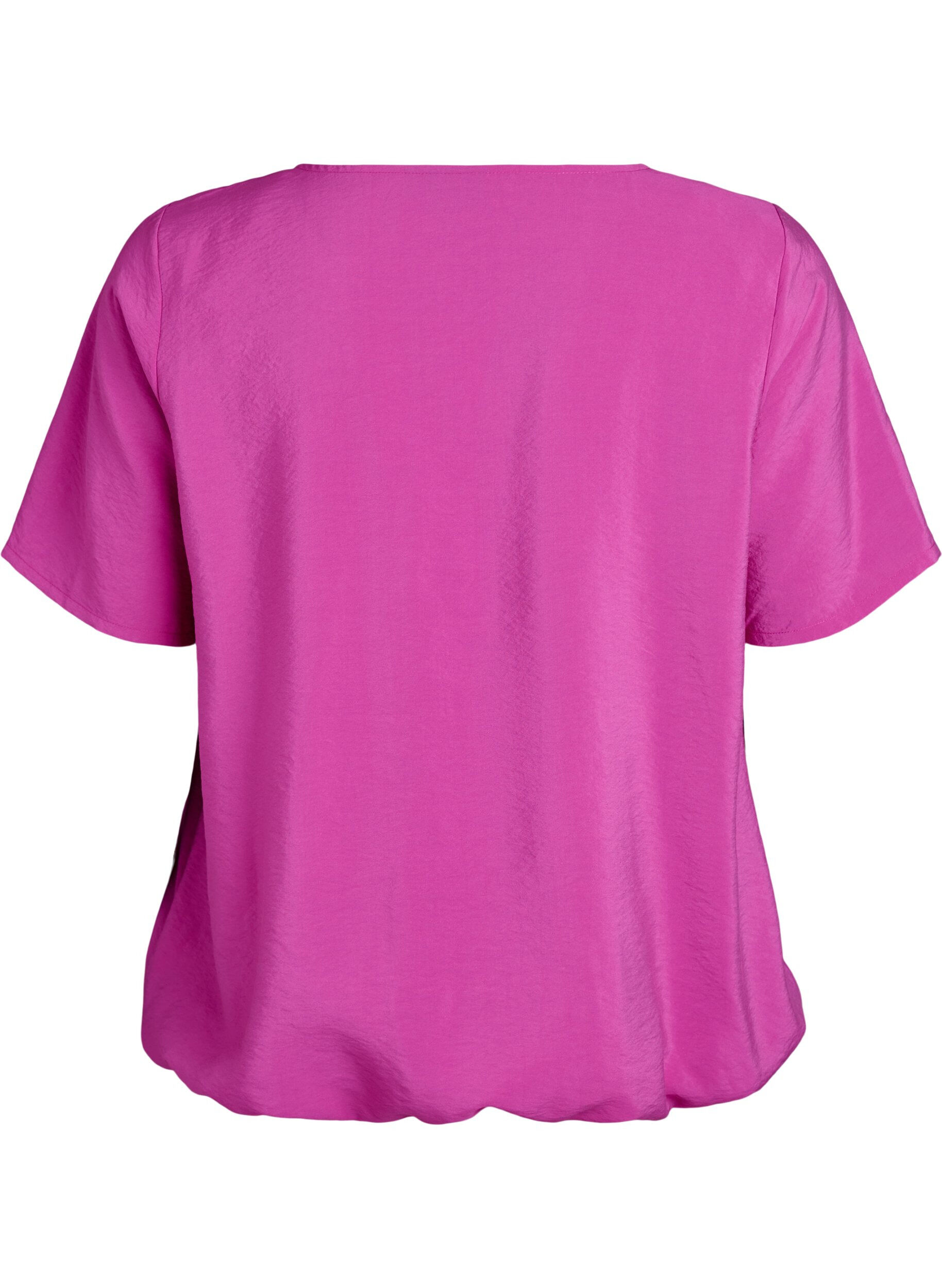 Zizzi Kortermet bluse med elastisk fold, Rosa, Packshot image number 1