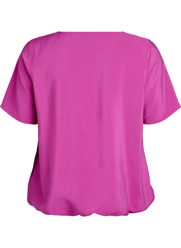 Kortermet bluse med elastisk fold, Rosa, Packshot image number 1