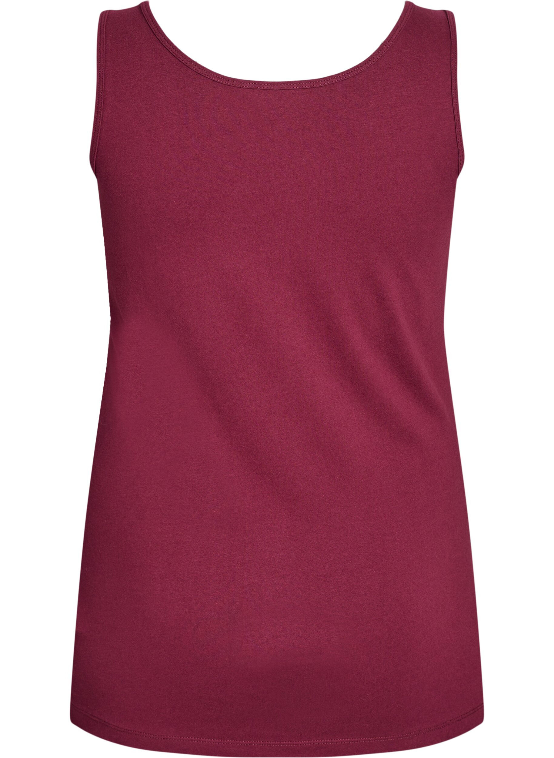 ZizziEnsfarget basic topp i bomull, M&oslash;rk Bordeaux, Packshot image number 1
