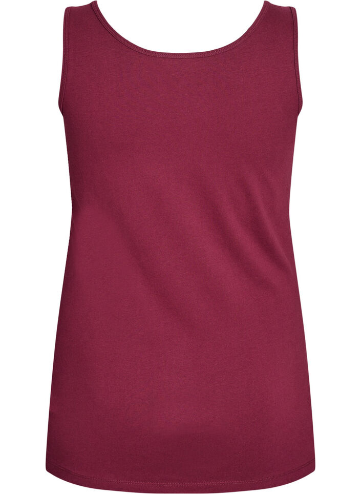 Ensfarget basic topp i bomull, M&oslash;rk Bordeaux, Packshot image number 1