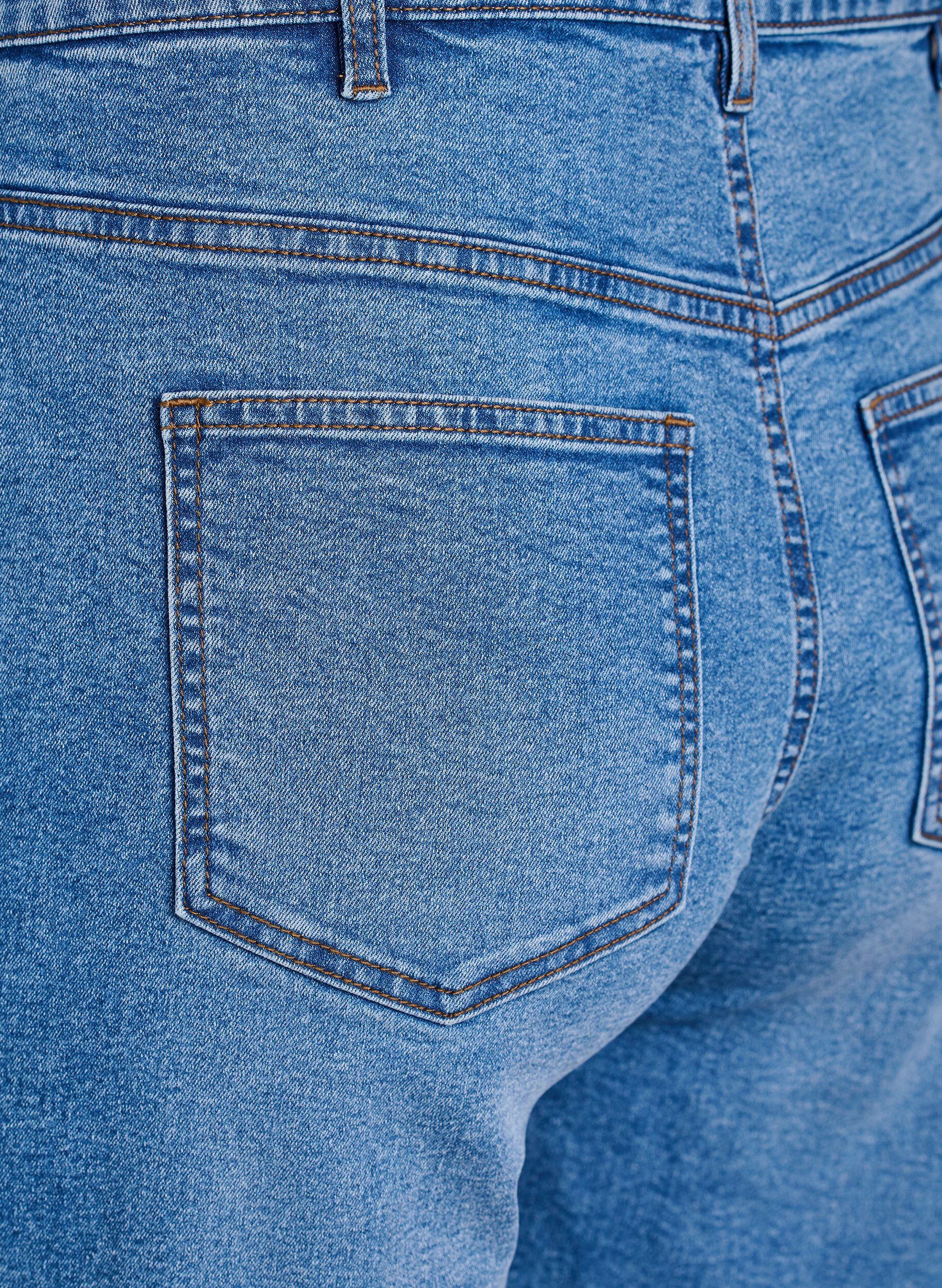 Zizzi L&oslash;se denimshorts med h&oslash;y midje, Bl&aring;, Packshot image number 3
