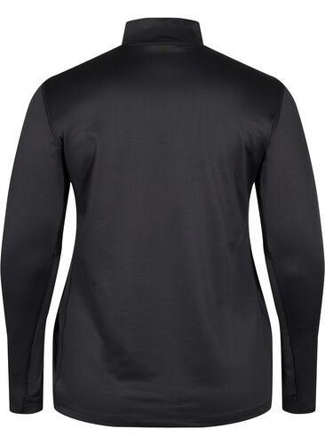 Høyhalset treningsgenser med glidelås, Black, Packshot image number 1