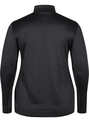 Zizzi Høyhalset treningsgenser med glidelås, Black, Packshot image number 1