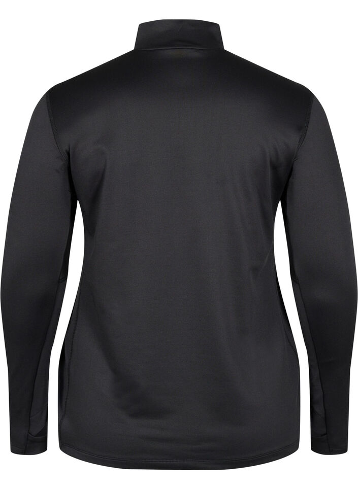 Høyhalset treningsgenser med glidelås, Black, Packshot image number 1