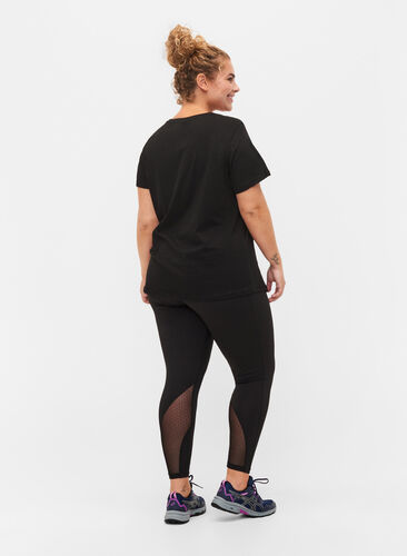 Treningstights med prikkete meshdetaljer, Black w. Mesh Dots, Model image number 1