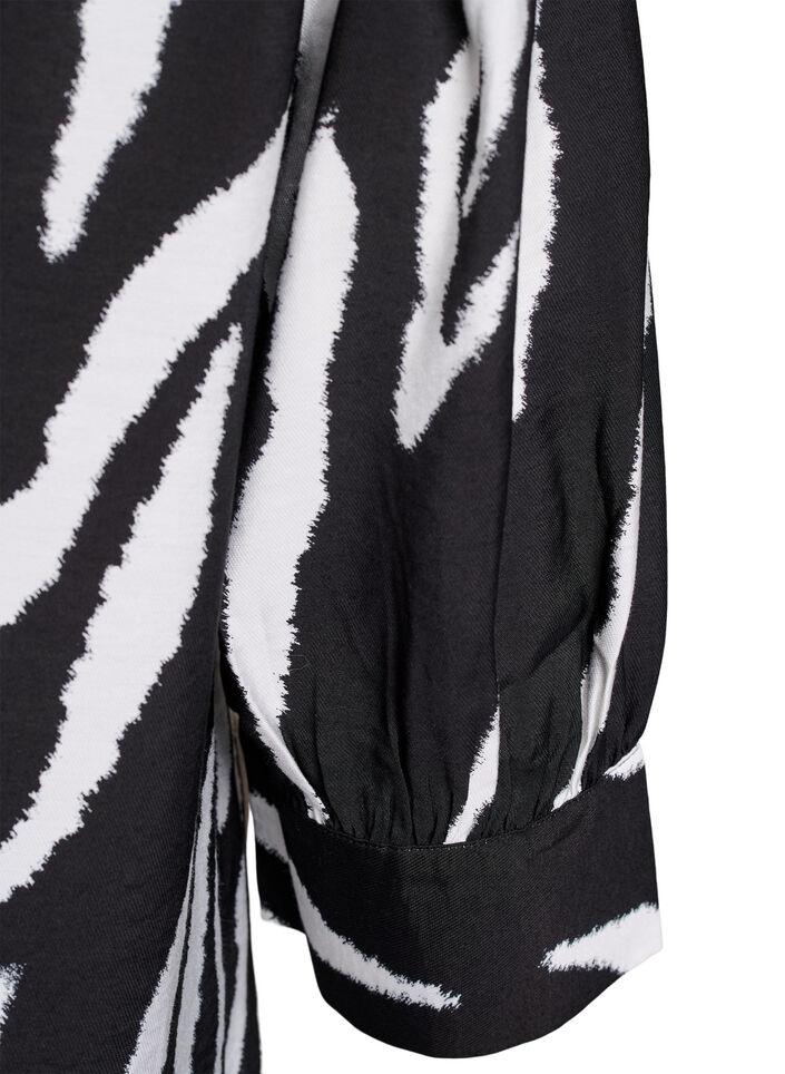 Bluse med smokk og lange ermer, Svart, Packshot image number 3