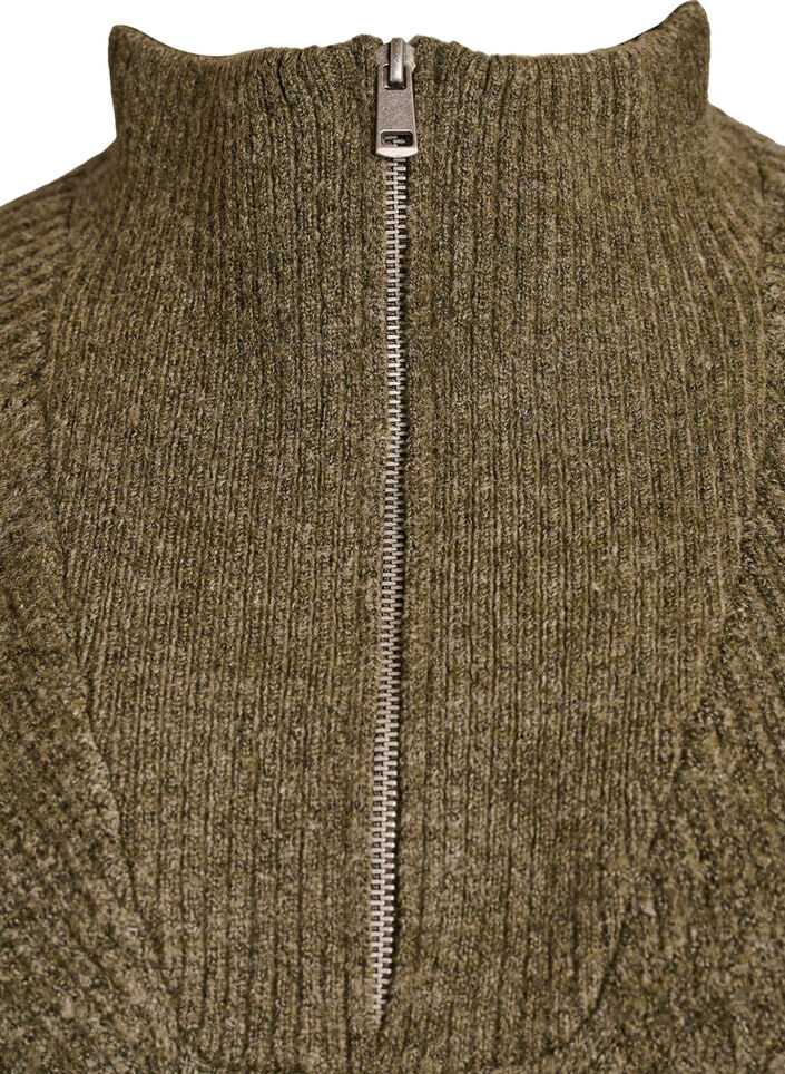 Knelang strikkekjole med høy hals, Grønn, Packshot image number 2