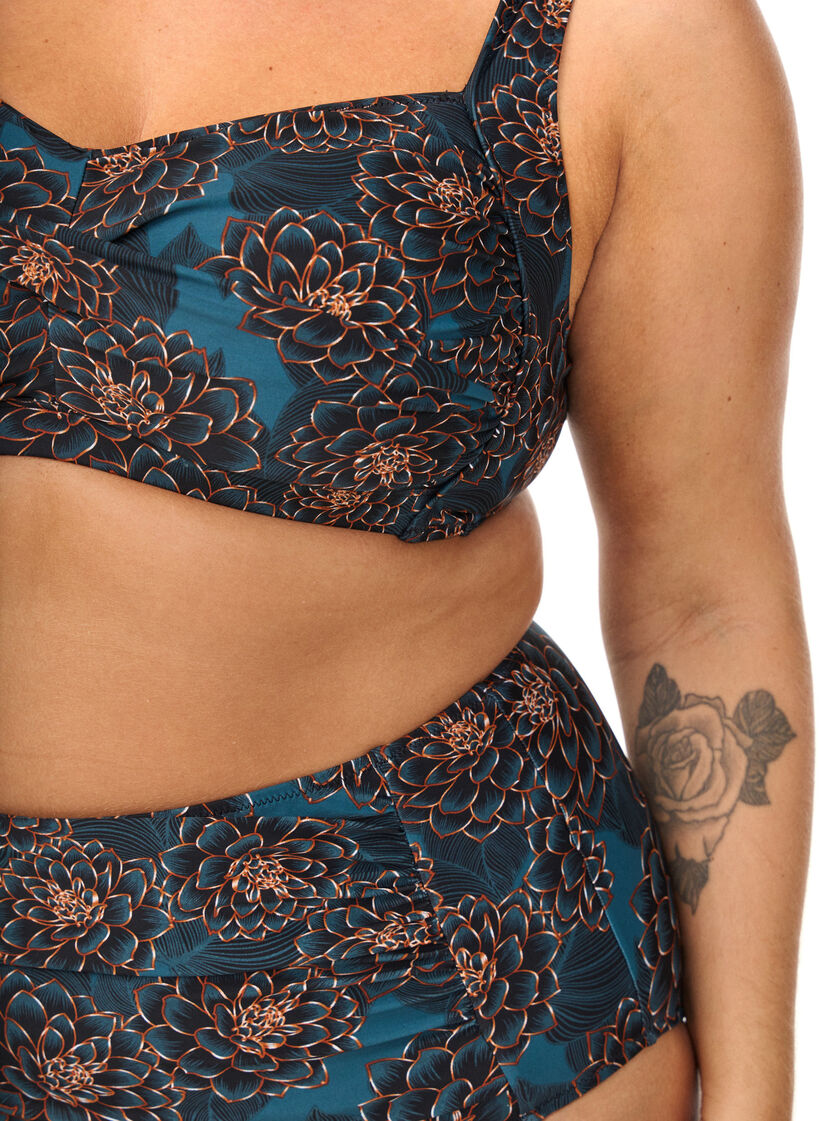 Polstret bikinioverdel med trykk, Bl&aring;, Model image number 2
