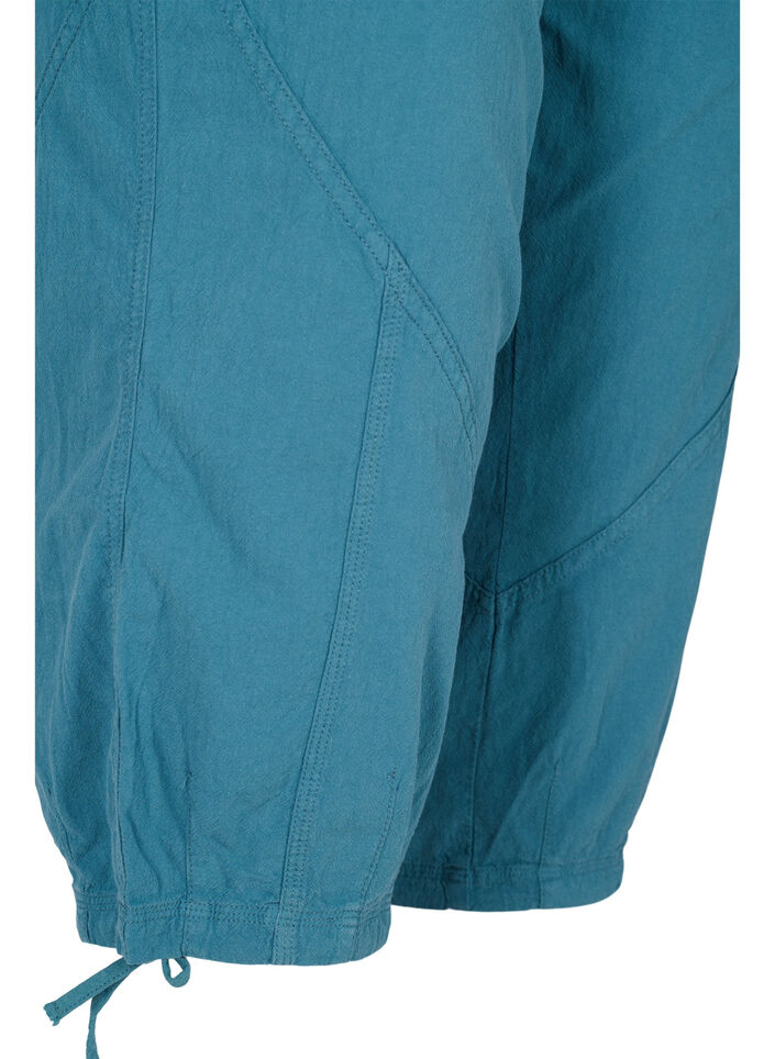 Løse capribukser i bomull, Blå, Packshot image number 3