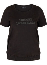 T-skjorte med smock i økologisk bomull, Black