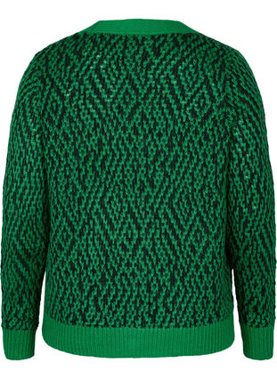 Mønstrete strikket cardigan med knapper, Jolly Green Comb, Packshot image number 1