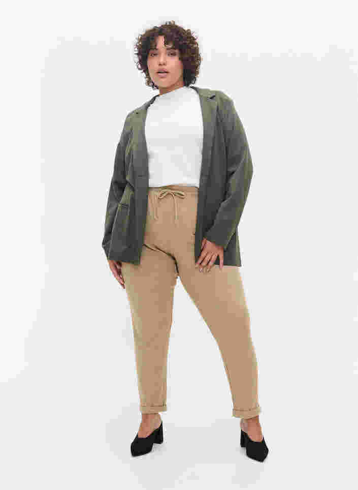 Melerte bukser med knyting og lommer, Beige Melange, Model image number 4