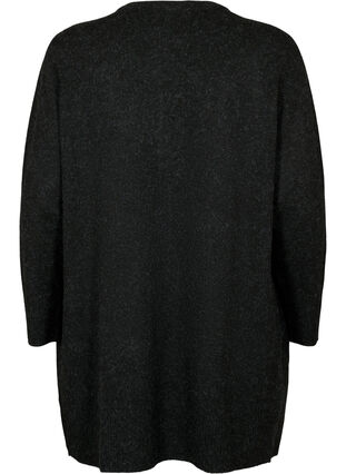Melert strikket cardigan med lommer, Dark Grey Melange, Packshot image number 1