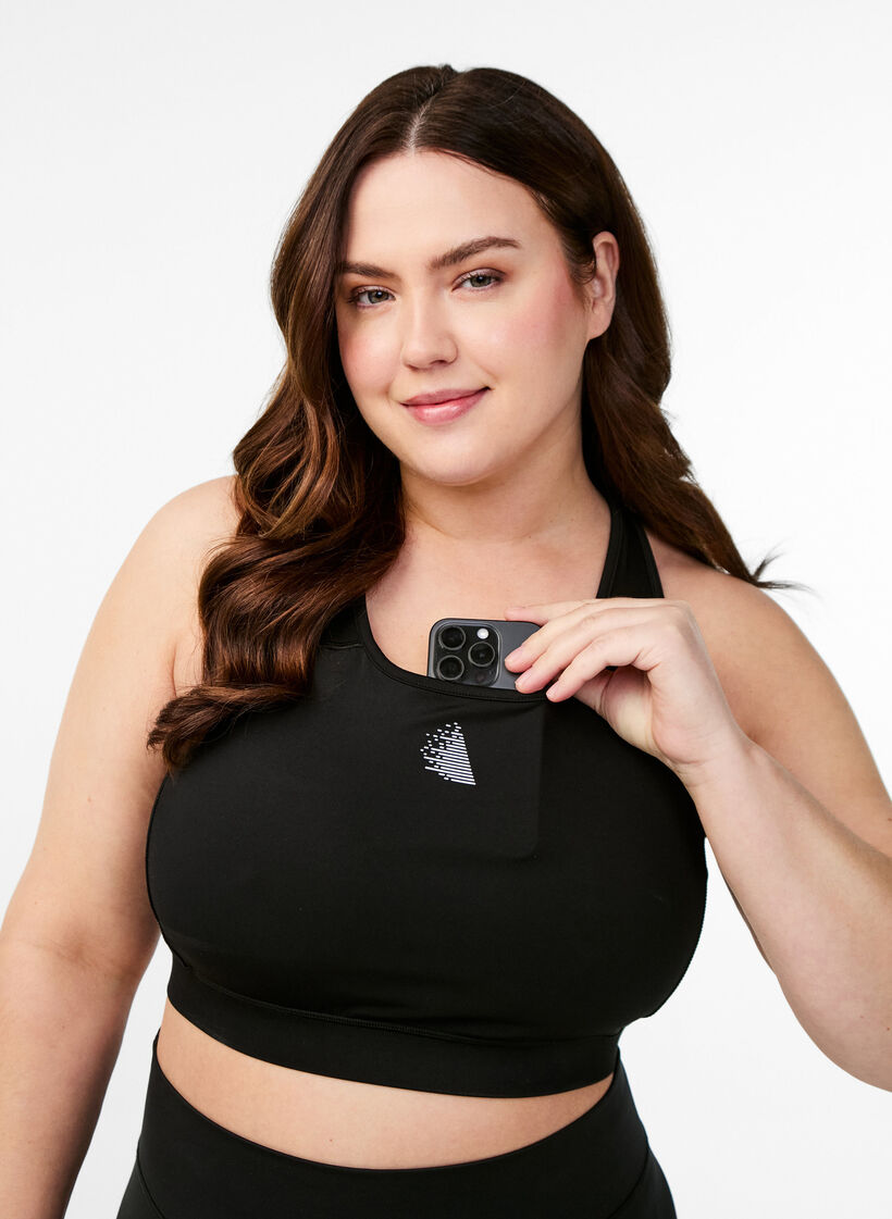 Sports-BH med frontlomme, Black, Model