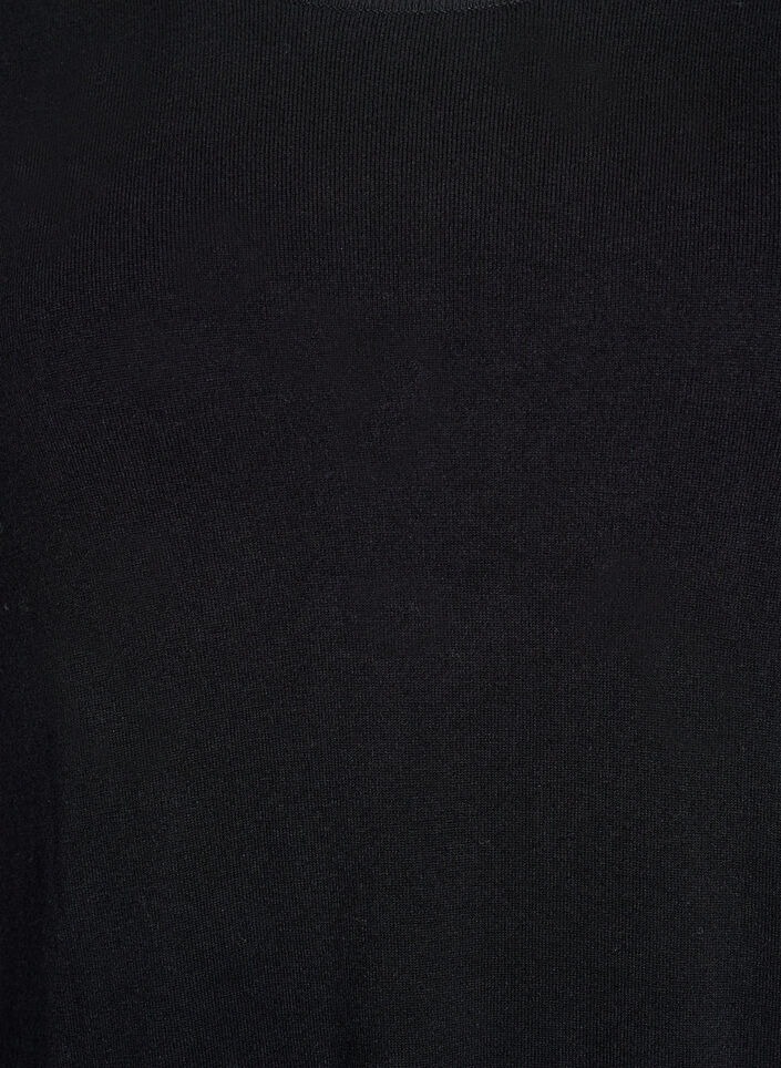 Knelang strikkekjole med korte ermer, Svart, Packshot image number 2