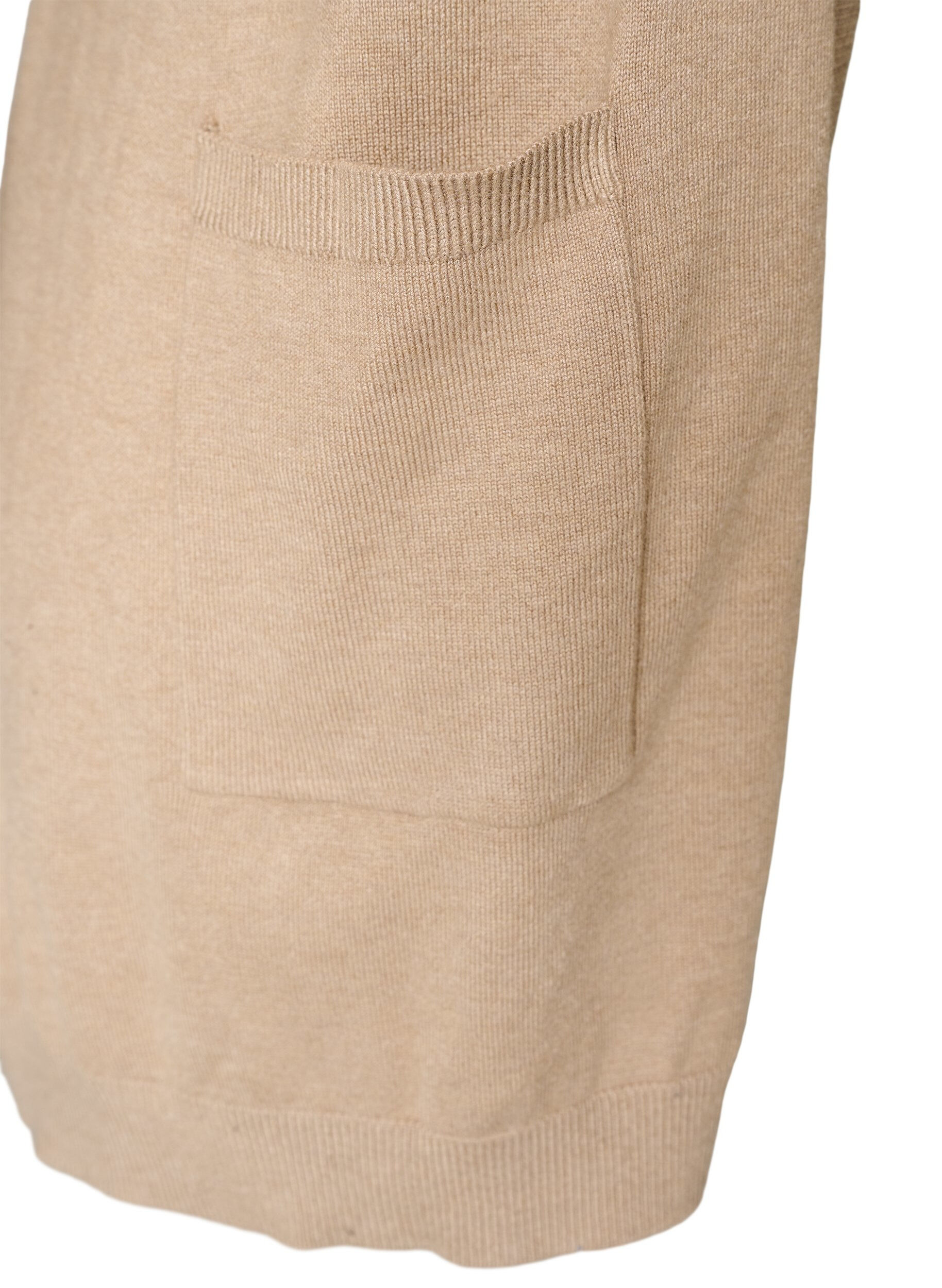 ZizziLang strikkecardigan i viskoseblanding, Beige, Packshot image number 3