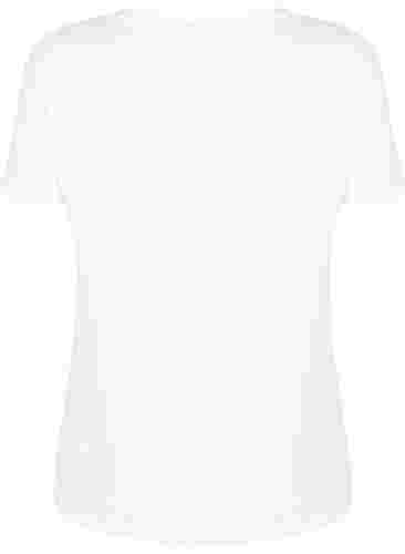 T-skjorte i bomull med trykk foran, White Chest Print, Packshot image number 1