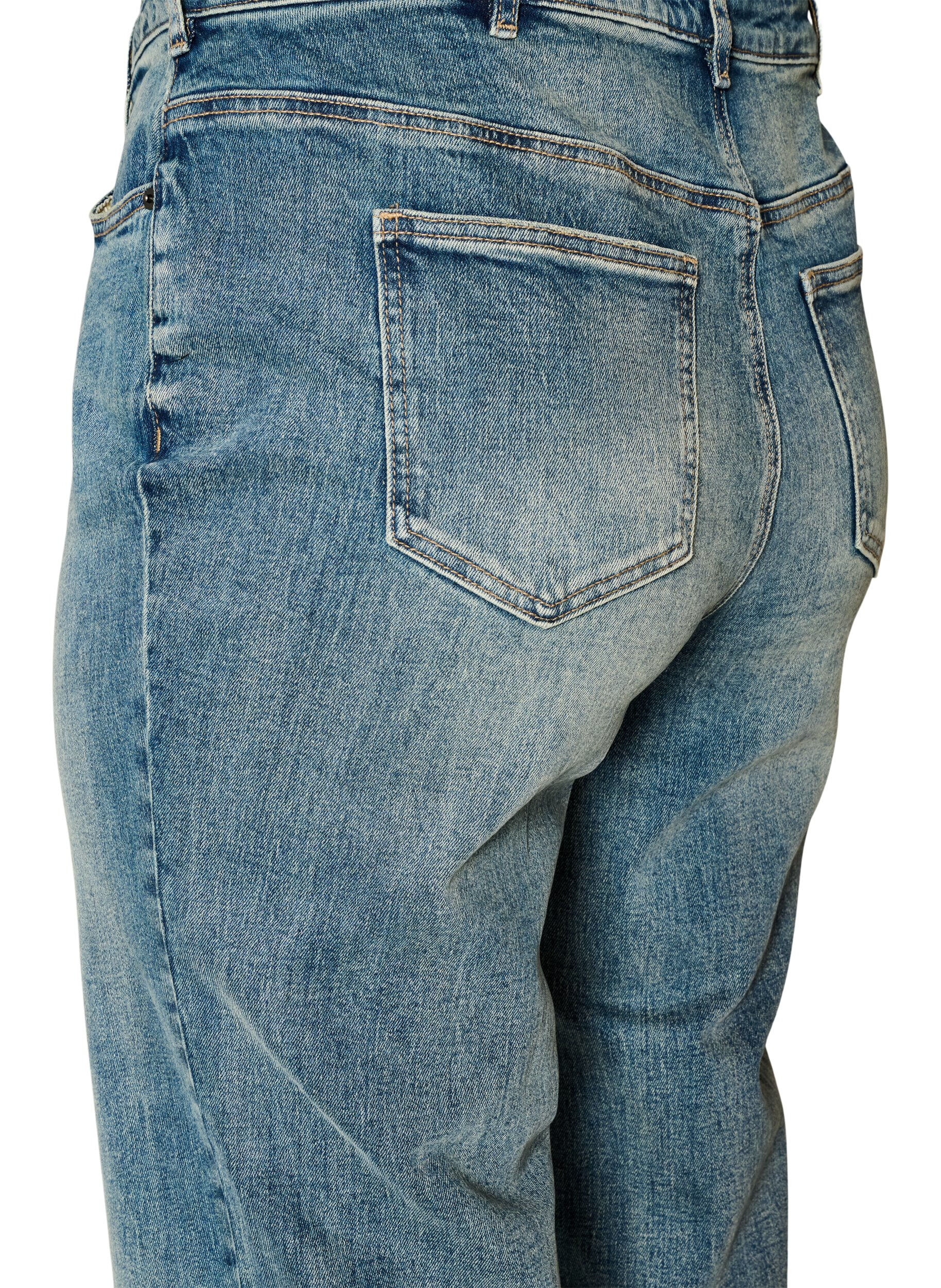 ZizziKiana straight fit jeans med et lett slitt utseende, Bl&aring;, Packshot image number 3