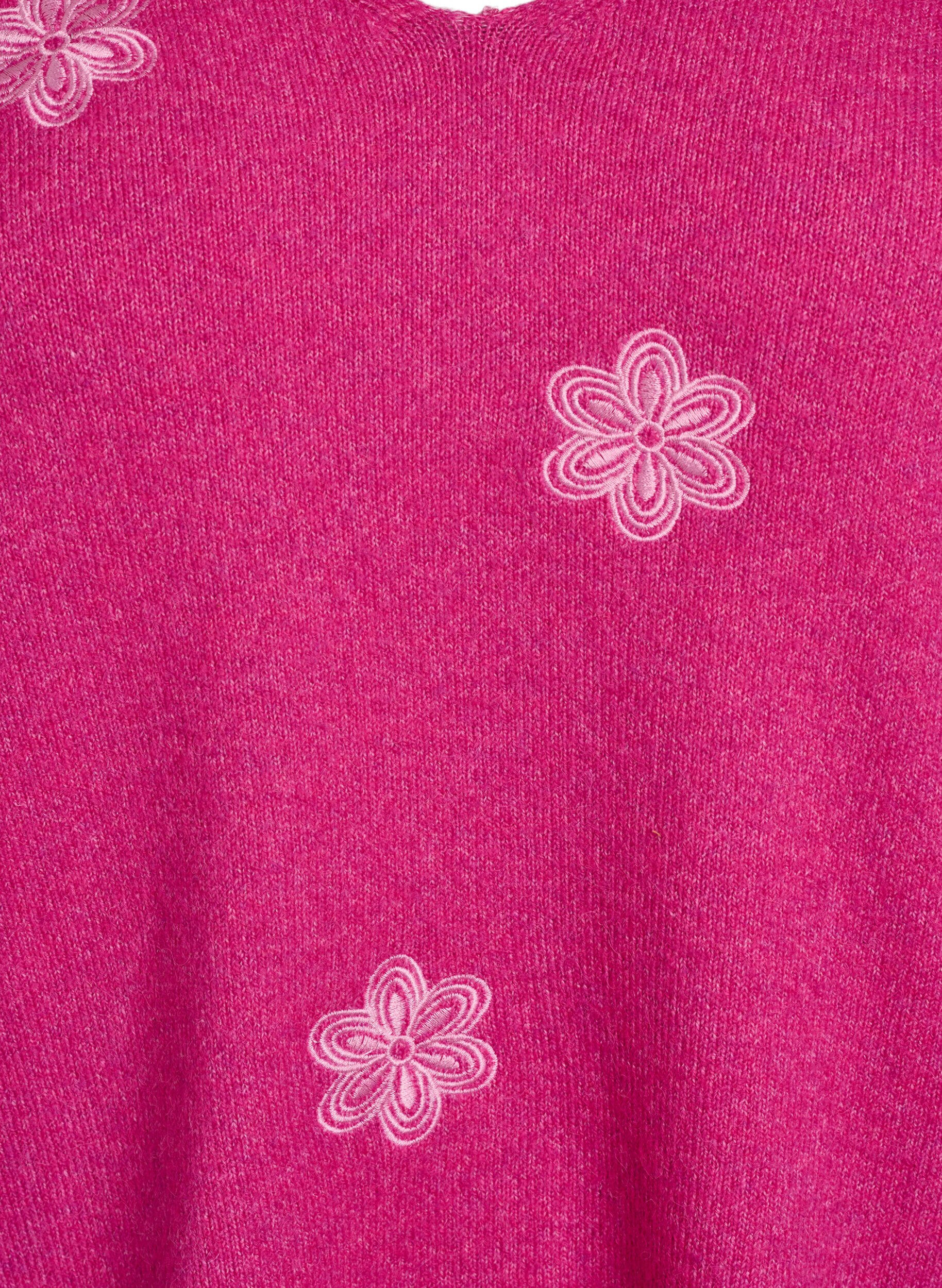 Zizzi Strikket bluse med broderte blomster, R. Rose Mel. Comb, Packshot image number 2
