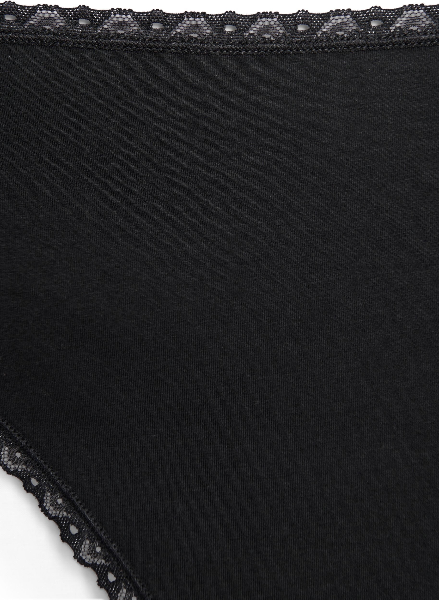 Zizzi G-streng med blondekanter, 3 stk., Black, Packshot image number 2