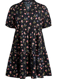 FLASH - Kort A-linje kjole, Black Rose Blue Fl.