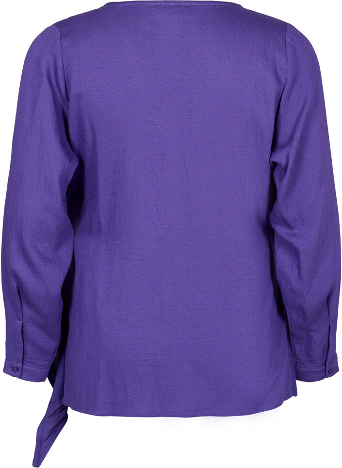 Langermet bluse i viskose med wrap look, Prism Violet, Packshot image number 1