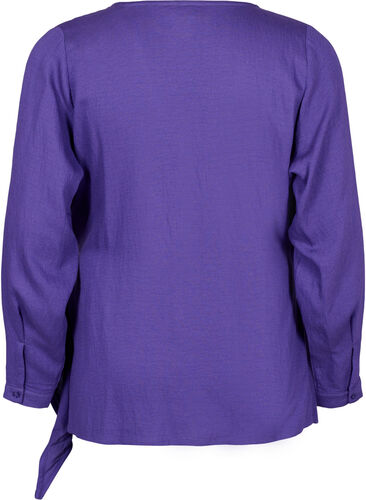 Langermet bluse i viskose med wrap look, Prism Violet, Packshot image number 1