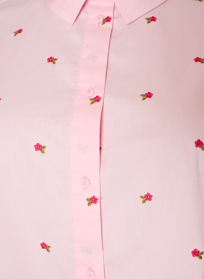Skjorte med broderte blomster, Rosa, Packshot image number 2