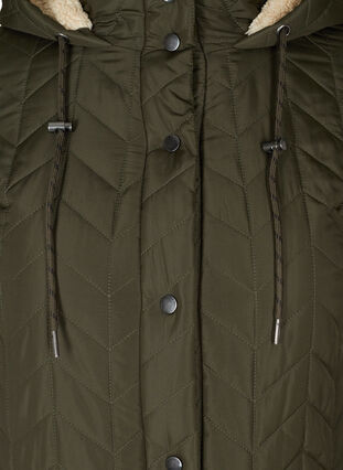 Quiltet jakke med knapper og hette, Forest Night, Packshot image number 2